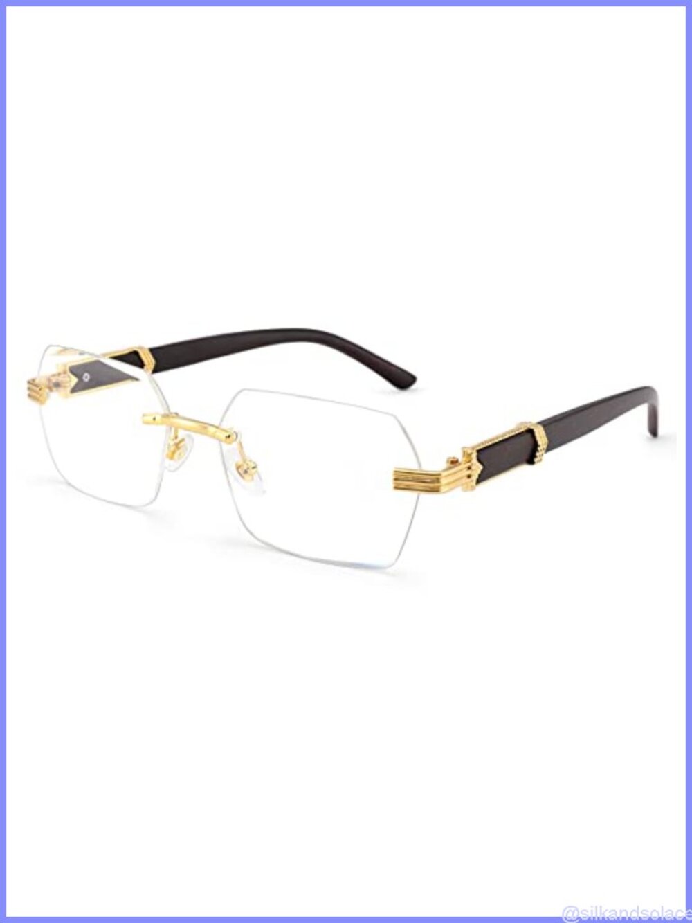 Rimless Frameless Square Sunglasses Retro UV400 Tinted Metal Fashion Eyewear